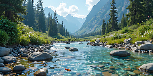 Keindahan Pegunungan dan Lembah dengan Sungai Mengalir Jernih yang Menyegarkan Jiwa